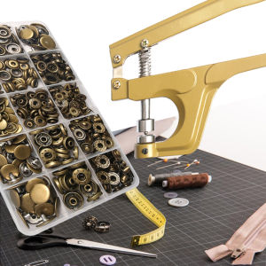 Bộ Khuy Bấm Kim Loại Thân Thiện Với Môi Trường Bằng Thép Không Gỉ Hình Tròn Dùng Để May Quần Áo Áo Khoác Túi Xách Đồ Da Thủ Công