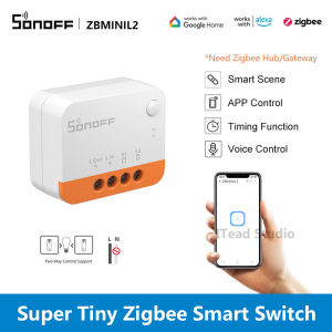 ITEAD SONOFF ZBMINIL2 Zigbee Smart Switch No Neutral Wire Tiny Light Switch Two-Way Control DIY Smart Breaker APP Control Smart Timing Voice Control Need Zigbee Gateway