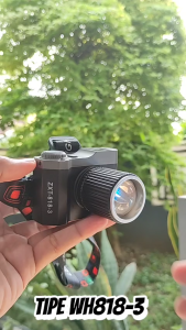 Senter Kepala LED Model Kamera Zoom 3 Warna Cahaya Baterai Rechargeable Tahan Lama Headlamp Outdoor Camping