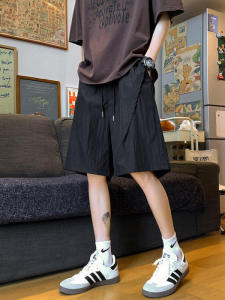 American Style Pleated Quick Dry Functional Mens Shorts Summer Large Size Loose Breathable Thin Five-Quarter Trendy Straight Leg Pants