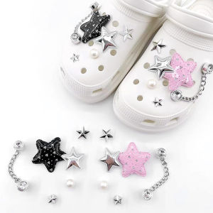 12Pcs/Set Shoes Charms Shoe Accessories Star Shaped Shoe Buckles Detachable Shoe Chains Decoration for Hole Rubber Clogs