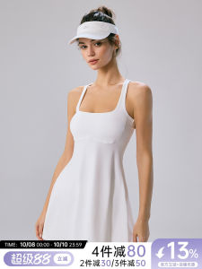 Sports Tennis Skirt Dress Womens Yoga Training Fitness Short Dress Summer Running Exercise Casual Clothing U-Neck Sleeveless