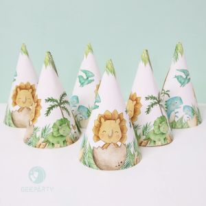 6pcs/set Cute Dinosaur Birthday Hat Paper Cap for Kids Boy Birthday Party Decorations