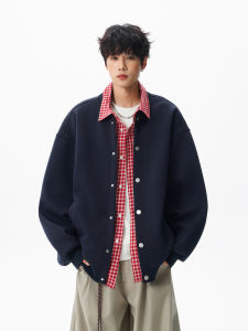 WUKONGYOUHUO | Áo Cardigan Kẻ Carô Hai Màu Thu Rộng Rãi Phong Cách Bình Dị