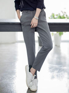 กางเกงสูทผู้หญิงทรงสกินนี่กางเกงทรงกระบอกลำลองทรงหลวมสำหรับฤดูใบไม้ผลิและฤดูใบไม้ร่วงกางเกงใส่ทำงานขาเดฟเอวสูงใส่แล้วดูผอมเพรียวแมทช์ลุคง่าย