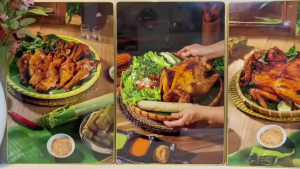 Tranh treo tường tráng gương thịt nướng trang trí decor quán ăn nhà hàng có khung