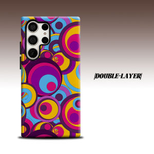 Retro Color Circle Abstract For Samsung Galaxy S26 S25 S24 A56 A36 Dual Layer Luxury Fashion Full Lens Protective Case