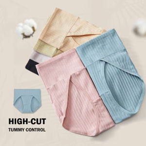 KUCHAR 4 ชิ้น ส้อมสูง กางเกง ใน ผู้หญิง ผ้าฝ้าย ป้องกันแบคทีเรีย เอวกลาง ความยืดหยุ่น ไมโครเพรสชัน กางเกงเก็บพุง กางเกงใน เก็บท้อง กางกางในหญิง