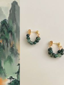 Handmade Natural Stone Earrings Original Design New Chinese Style  Spring Fashion Jewelry Small Niche Ear Decorations