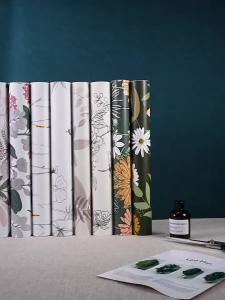 Black White DIY Floral Wallpaper Peel and Stick Wallpaper Floral Contact Paper Flowers Birds Removable Self Adhesive Wallpaper
