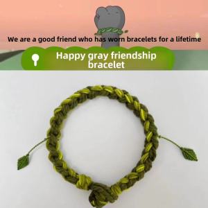 Handmade Green Leaf Bracelet Woven Cotton Linen Pure Hand Crafted Friendship Protection Grass Rope Finished Product Jewelry
