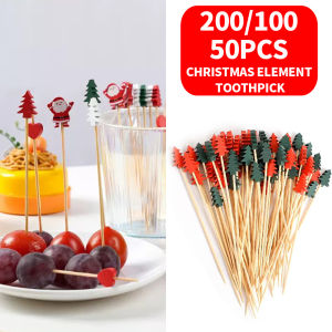 200/100/50 PCS fruit toothpick bamboo stick - disposable fruit fork Dim sum sushi cocktail stick - suitable for Christmas parti