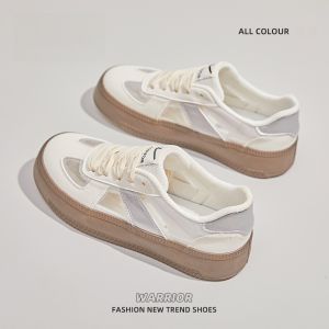 Warrior | Womens Trainer Shoes Canvas Thick Bottom Net Cloth Versatile Student Casual Shoes Round Toe Flat Heel Rubber Outsole