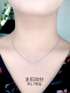 Smiling Face Moissanite Necklace Silver Plating 18K Gold Imitation Diamond Clavicle Chain Sweater Chain Accessible Luxury Korean Style Female Birthday Present