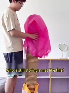 Non-Woven Fabric Cooling Mat Storage Bag with Clear Window Foldable & Straight Tube Styles Dustproof Straw Mat Organizer