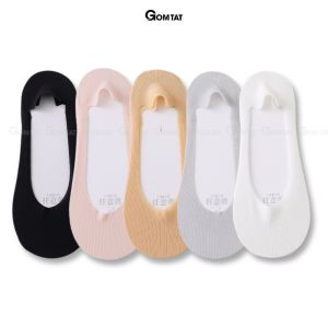 Combo 5 đôi tất tất đi giày lười nữ GOMTAT có đệm silicon chống tuột gót chất liệu cotton êm chân - BUB-KOL-1302-CB5