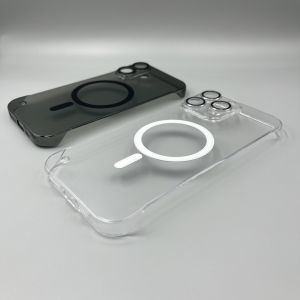 Ultra-Thin Ice Crystal Magnetic Absorption Phone Case for Apple 16 15 14 pro Max with Lens Protection Full Hard Cover for 12P Naked Phone Feel