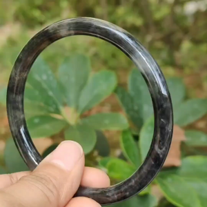 57.8 Perfect Circle Bangle on Natural Type A Jadeite Jade certificate weighs 24 grams measurement 6.6 * 6.6 mm (bangle26)