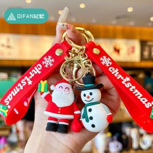 HBESTY Christmas gift cartoon keychain pendant Christmas tree old man snowman trinkets men and women cute schoolbag pendant