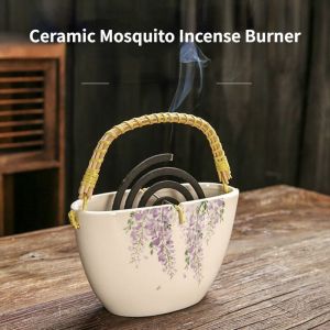Household Portable Aromatherapy Stove Ceramic Mosquito Incense Burner Holder Indoor Air Purification Tower Sandalwood Ceramic Large Mosquito Coil Holder