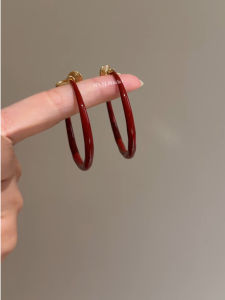 Star People No Piercing Ear Clip on Large Hoop Earrings Integrated Mosquito Coil Tray Ear Jewelry Red Simple Style Fashionable