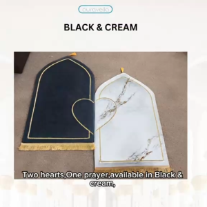 Auravella New Marble Inspired Muslim Premium Couple Prayer Mat Dome Shaped with heart design 10mm thick