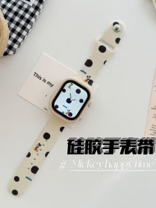 Dây Đeo Đồng Hồ Apple Watch iWatch Họa Tiết Chấm Bi Mickey Thay Thế Bằng Silicon Cho Apple Watch Phiên Bản 9 Và 10
