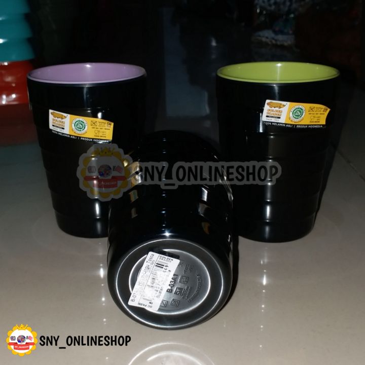 Gelas Ulir Datar 2 Warna 320ml 4 5 Melamine Golden Dragon B 03a1