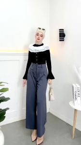 Oro Pants Celana Kulot Highwaist Loose Pants Trousers Celana Kulot Wanita Anti Kusut Knit Premium