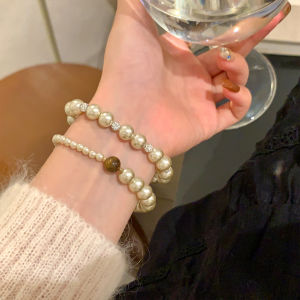 Exquisite Pearl And Zircon Stone Bracelet for Women Elegant Layering Design Lightweight Luxury Feel Beaded Hand Cord Accessory