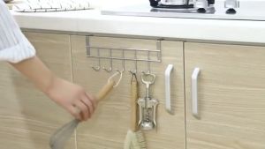 Stainless Steel 5 Hooks Organizer Cabinet Rack Hook Heavy Duty Over The Door Hook Door Hanger Wall Hook Towel Hanger