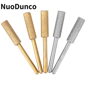6/12Pcs Diamond Coated Cylindrical Chainsaw File 4/4.8/5.5mm Chain Sharpening File with Burrs Rotary Grinding Tool Accessories