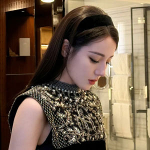 Black Velvet Hairband Womens High Hairline Headband Fashionable Korean Style Fresh out New Autumn Winter MIA MAY