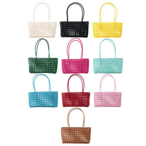 Lightweight Solid Color Woven Tote Bag for Women Crossbody Shoulder Bag with Comfortable Handle for Outdoor Use