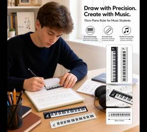 Creative Piano Keyboard Rulers Centimeter Scale 15/20cm Transparent Ruler Student Back To School Stationery Random Color Ruler