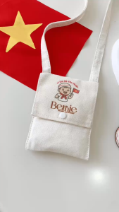 Túi vải canvas trẻ em đeo chéo in em bé yêu nước kích thước nhỏ 11 x 14 phụ kiện thời trang BERNIE
