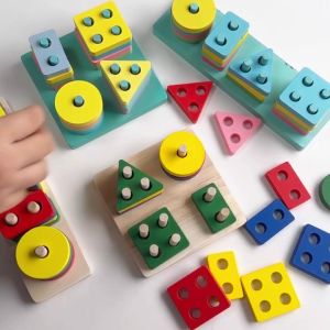 Sweetybayibayi Wooden Baby Toys Mainan Budak Building Blocks Shape Puzzle Small Gift Kids Early Learning Montessori Mainan Bayi