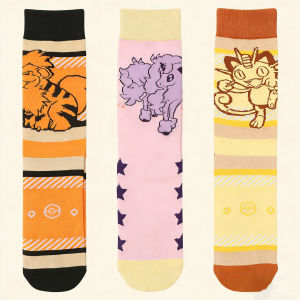 Bandai | 3 Pairs of fun and Cute Pok é mon Cartoon Printed Womens Long Socks Made of Cotton With High Elasticity Couple Anime Socks