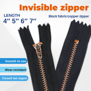 ZEO Rugged Metal Zipper Teeth Length 4" 5" 6" 7" Invisible Zipper for Jeans/Skirts