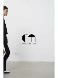 Fashion Color Contrast Black Straight-leg Sportswear Trousers