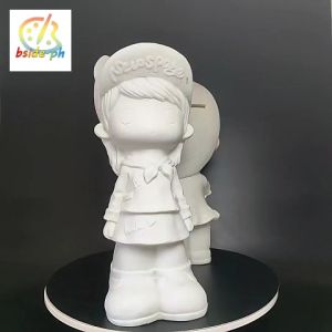 [Quick Delivery] 17 - 29 cm Piggy Banks for DIY Painting in Princess - girl Styles. Souvenir Gifts Home Decorations Tabletop Decor. Long - lasting Vinyl for DIY Lovers and Kids’ Birthday Presents. [White Piggy Bank + 12 - color Paint Kit]