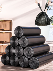 ถุงขยะพลาสติกหนาแบบถือได้สำหรับใช้ในครัว ถุงขยะขนาดใหญ่ สีดำ 100 ใบ ความหนา 3 ชั้น สำหรับใช้ในบ้านและสวน