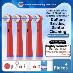 OralB Compatible Childrens Electric Toothbrush Heads D12/D100 Replacement Heads Deep Cleaning 4 Pack Oral Care Accessories