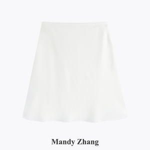 High Waist Elegant Satin A-line Skirt Mid-waist Dress Skirts