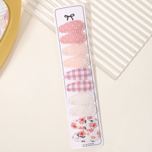 10Pcs/set 2.2 Printed Embroidery Waterdrop Shape Hair Clips For Cute Girls BB Hairpin Barrettes Headwear Kids Hair Accessories