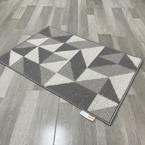 Modern Geometric Pattern Anti-Slip Door Mat Machine Washable Grey Home Use Bathroom Entrance Hallway Floor Rug Non-Slip Mat