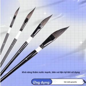 Bộ Cọ Vẽ 4 Chiếc Cán Dây Kéo Lông Nylon Đầu Hình Dao Dùng Cho Tranh Màu Nước Vẽ Gouache Vẽ Tay Vẽ Tranh Nghệ Thuật