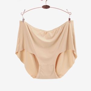 Women Plus Size Panties Ice Silk Briefs Middle-Rise Underpants Soft Underwear Knickers