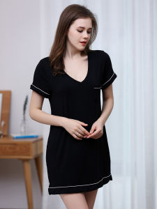 กระโปรงสั้นทรงหลวมสำหรับฤดูร้อนเดรสใส่นอนผ้าโมดัลแบบบางชุดนอนเซ็กซี่ไซส์ใหญ่สำหรับผู้หญิงตั้งครรภ์ชุดใส่ในบ้านผ้าฝ้ายแท้ใส่ออกไปข้างนอกได้