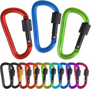 Carabiner Clips with Screw Gate 4Pcs Carabiners Hiking Clips with 7.5mm Diameter Aluminum Rod EDC Outdoor Camping Equipment Hook